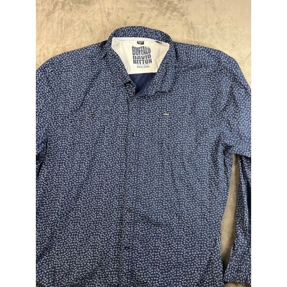 Buffalo David Bitton 2XLT Dark blue flower button down long sleeve shirt